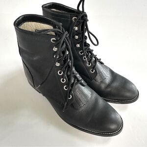 EUC Justin McKean Women’s  7” Classic Leather Lace Up Roper Boots Black SZ 6.5